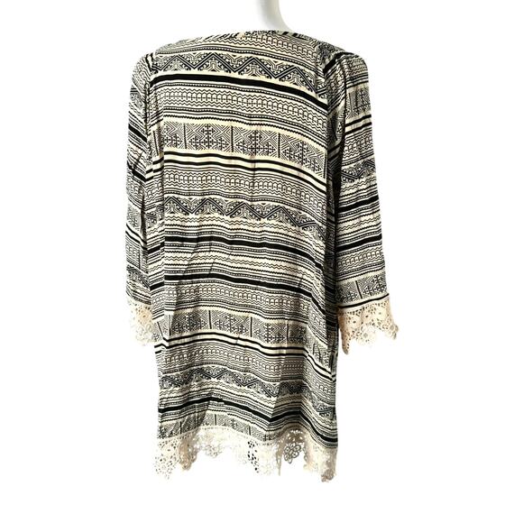 SOLITAIRE Women's‎ 3X Striped Tunic Top Shirt Lace Trim 3/4 Sleeve V Neck Boho - Picture 2 of 10